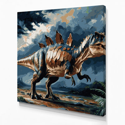 «Dinosaur Kentrosaurus», art mural sur toile grise
