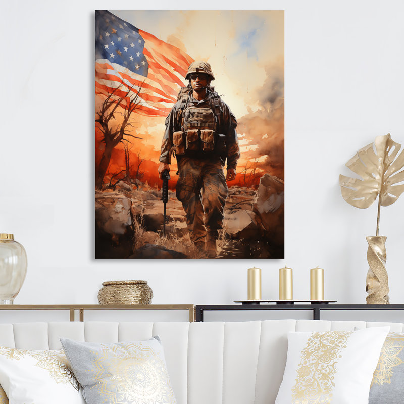 «Military Solder - Army», reproduction d'art en métal, H 32 po x l 16 po x P 1 po