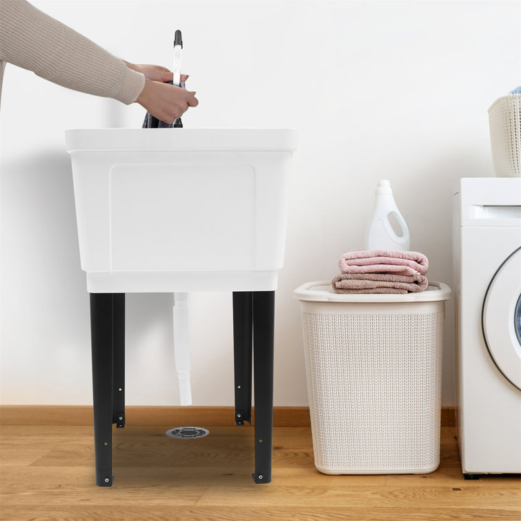 19.68'' L x 19'' W Free Standing Laundry Sink with Faucet
