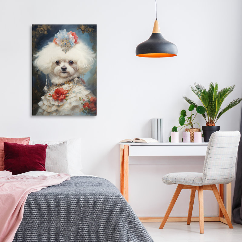 Toile de l'époque victorienne Bichon Frise, design par Wumples, H 24 po x l 16 po
