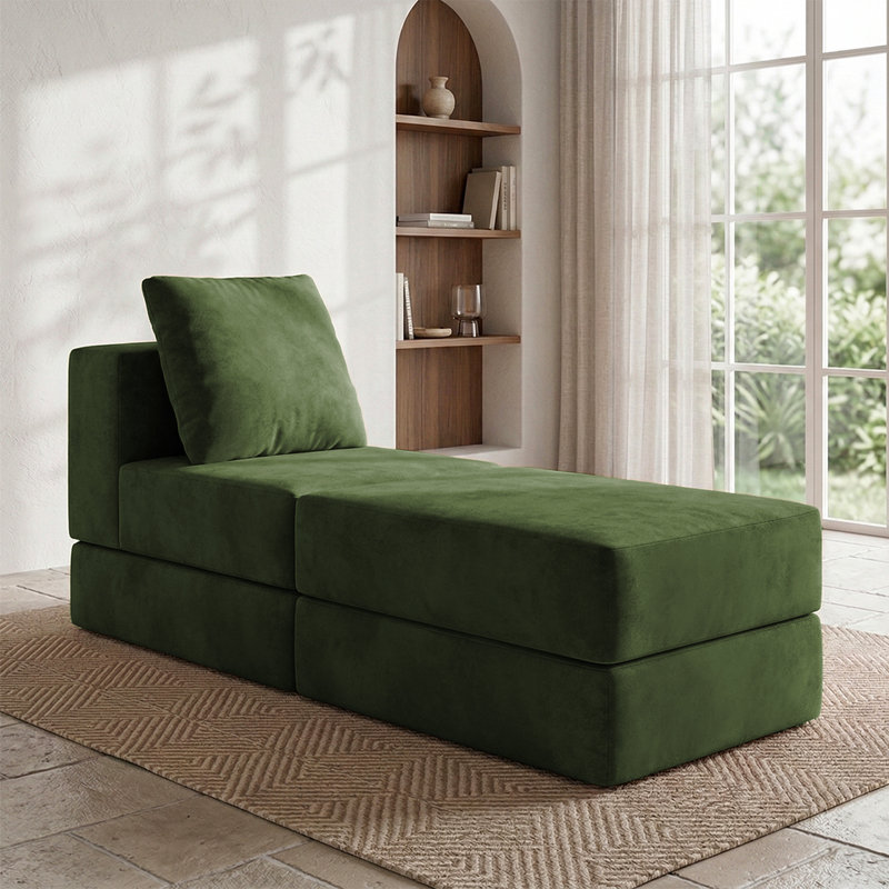 Canapé modulaire en velours 26,7 po Boneless, Vert