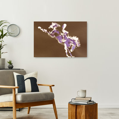 Dynamic Rodeo Ride Abstract Energetic Contemporary Horse Wall Art Print by Santhosh Ch - Wrapped Canvas Print