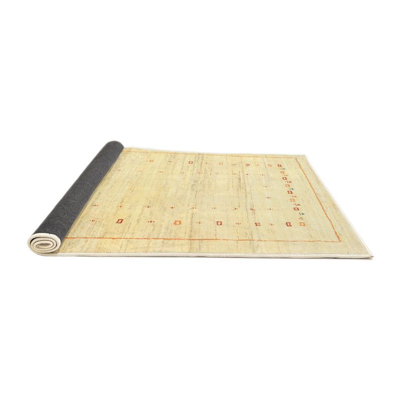 Tapis de zone jaune contemporaine, Carré 5 pi