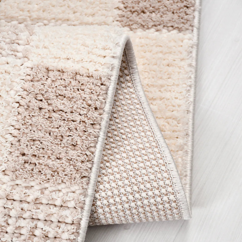 Tapis crème moderne en polyester Albans facile à nettoyer, 2,6 pi x 8 pi