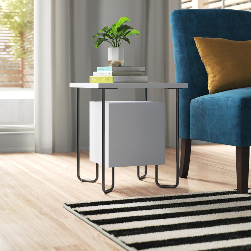 Chapman Bedside Table Versatile Nightstand with U-Shaped Metal Legs, White