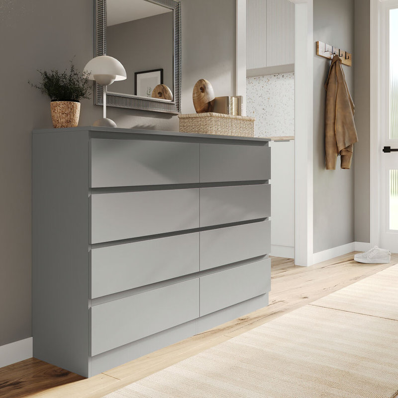 Sinahi 120cm W Chest of Drawers, Grey Carcass/Grey
