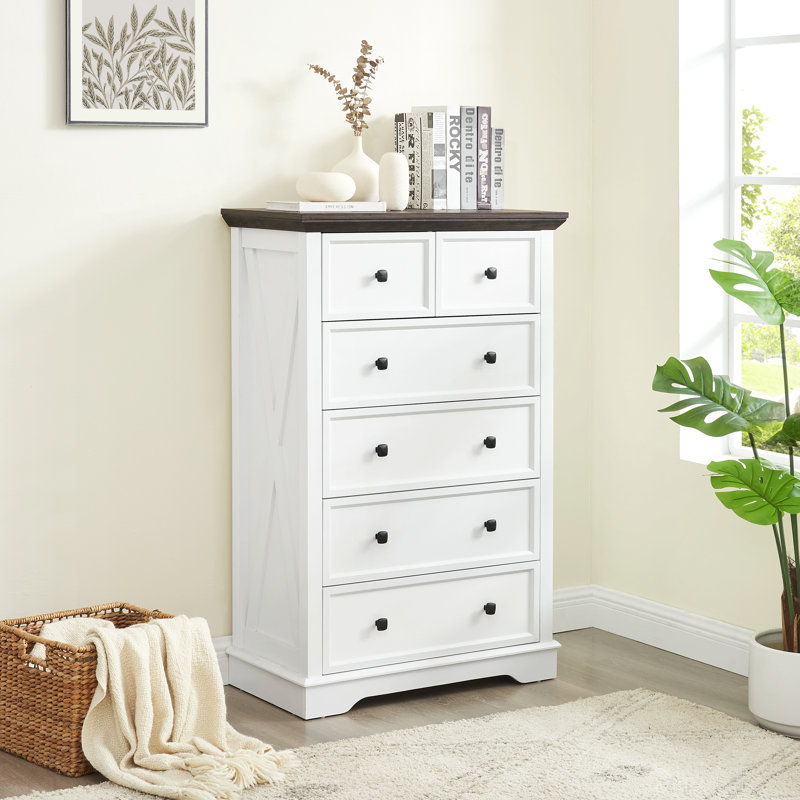 Commode 6 tiroirs, armoire 6 tiroirs, armoire de rangement pour vêtements, armoire de salon 6 tiroirs, Blanc