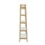 Bibliothèque en bois massif à 5 niveaux, blanc doux et finition naturelle, étagère de présentation Mid-Century pour le rangement et la présentation