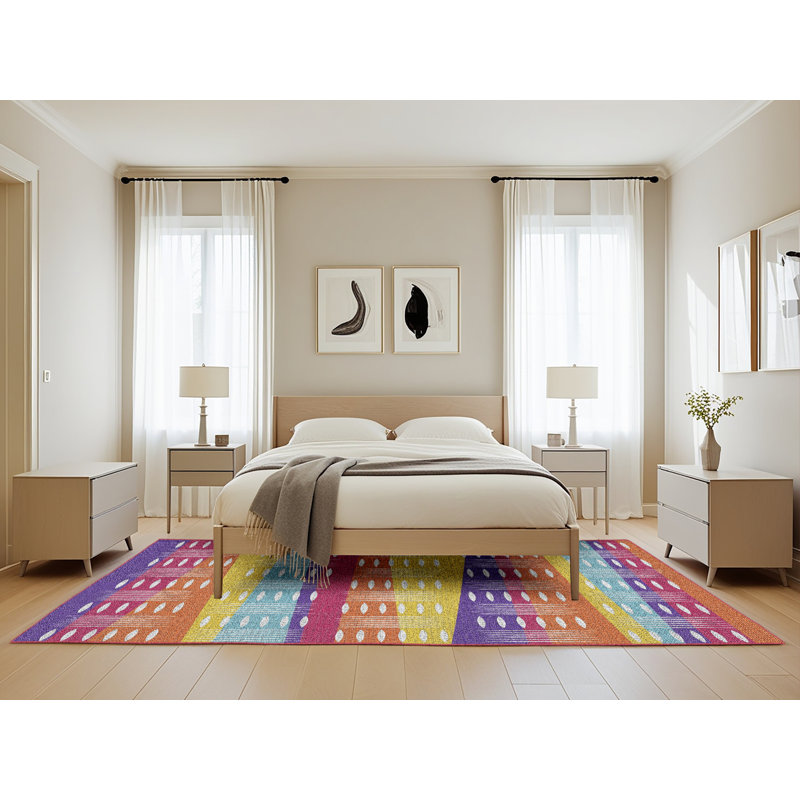 Tapis rose motif/orange/jaune, Rectangle 5 pi x 8 pi