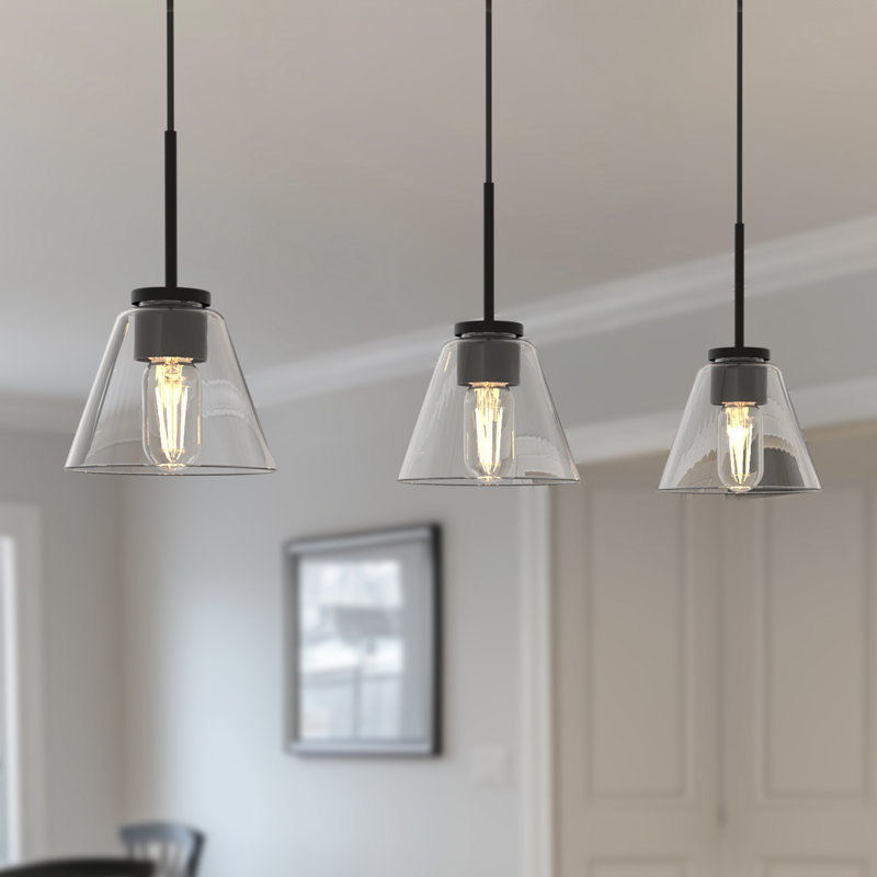 Luminaire suspendu pour îlot de cuisine 3 lumières Aigars, Clair