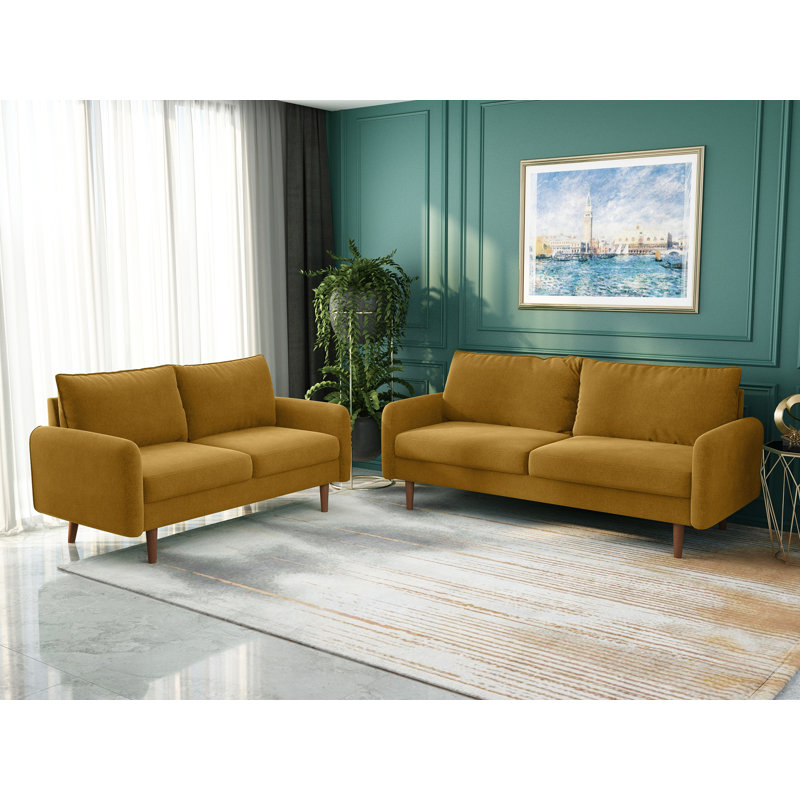 Ensemble de salon en velours 2 pièces Fosston, Velours gingembre