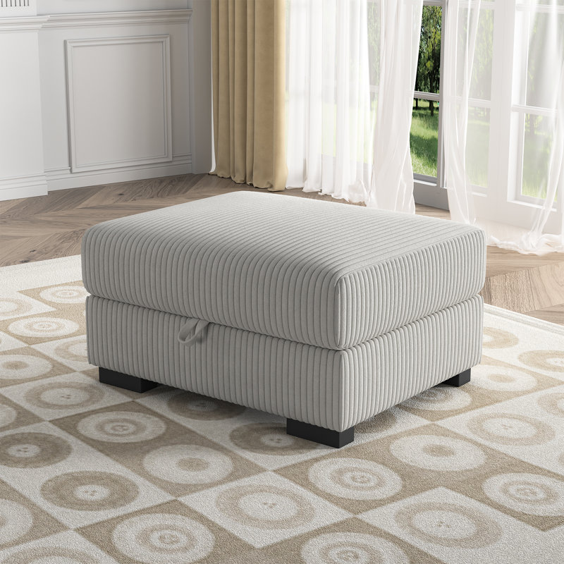 Upholstered Storage Ottoman for Corduroy Sofa Collection , 34.6"W X27.2"D X17.7"H Ottoman, Gray Corduroy