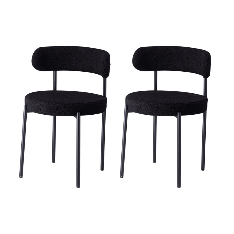 50cm H Cotton Blend Upholstered Metal Side Chair, White, 2