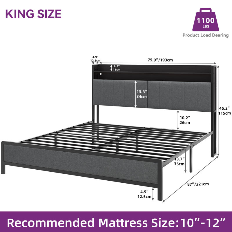 Arlayne Upholstered Storage Bed with Storage Headboard, King