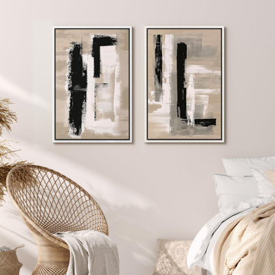 «Monochromatique Textures Contemporary Abstract», 2 pièces sur toile
