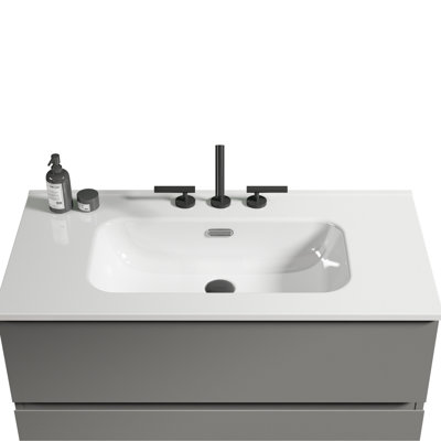 Lavabo intégré en céramique de 18,68 po de largeur, convenant à la salle de bain et à la cuisine, lavabo en céramique blanche, fabrication sans couture, durable