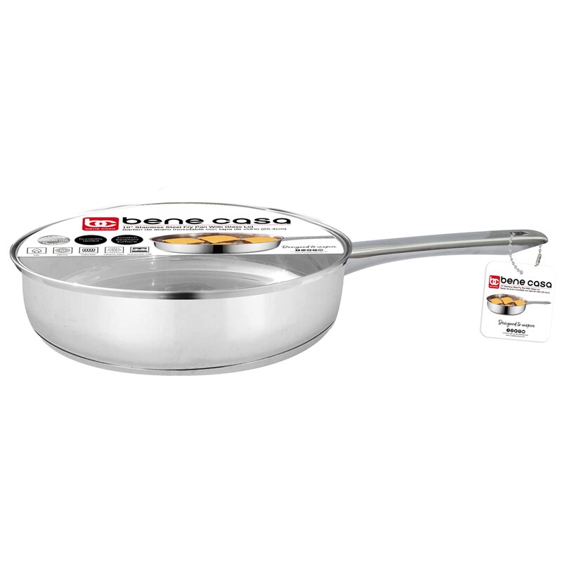 Bene Casa Stainless Steel Non-Stick Frying Pan with Lid