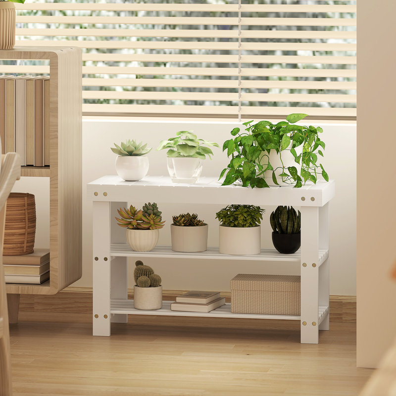Shoe Storage Bench, White, 45cm H x 70cm W x 28cm D