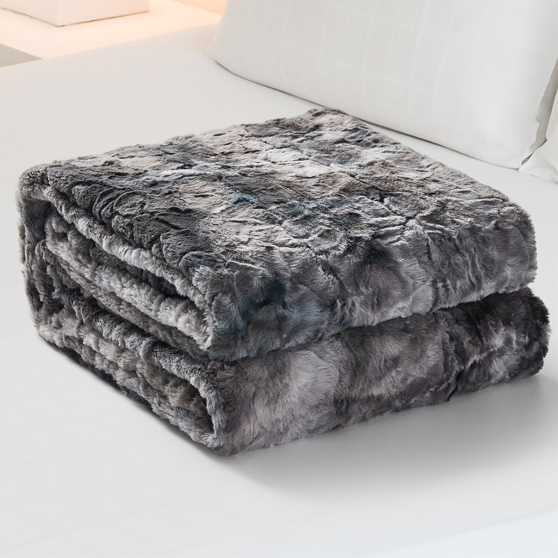 Standard Throw Blanket, 50" W x 60" L, Gray/White