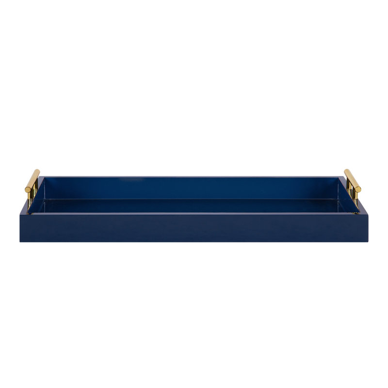 Norvan 24'' W Rectangular Decorative Tray , Navy Blue