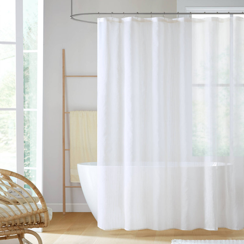 Élégant rideau de douche diaphane avec rayures Shabby Chic pour une mise à jour de salle de bain fraîche et invitante, 72 po x 84 po