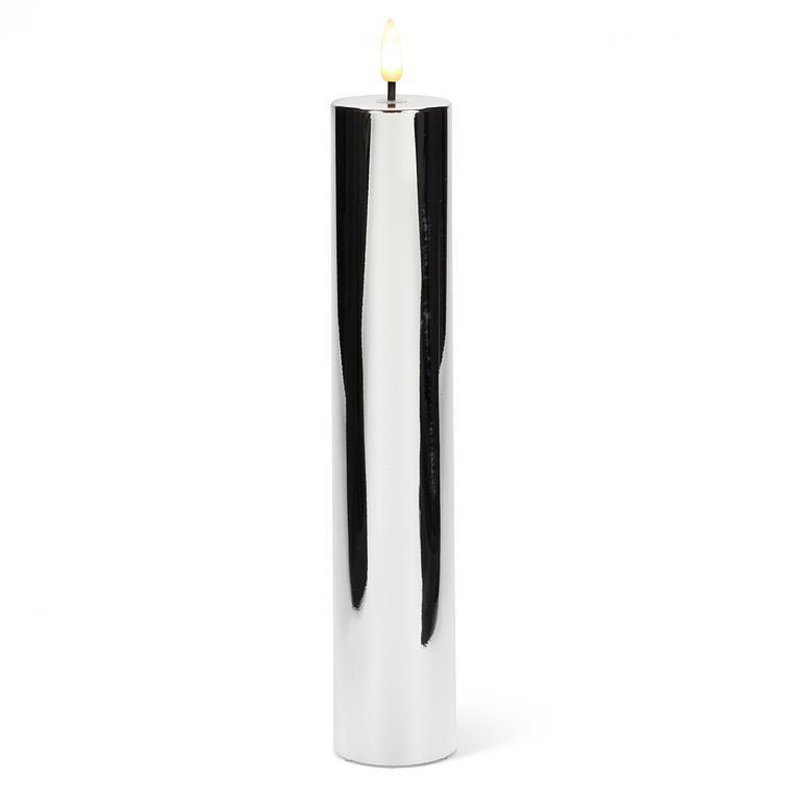 Bougie pilier à DEL sans flamme, H 10 po x l 2 po x P 2 po, Argent