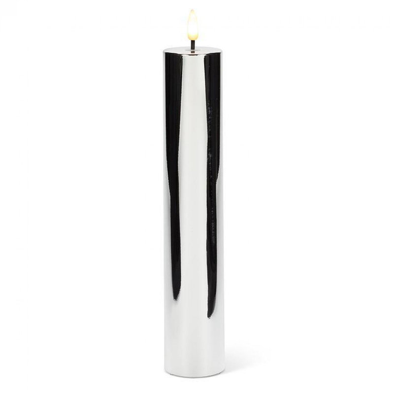 Bougie pilier à DEL sans flamme, H 10 po x l 2 po x P 2 po, Argent
