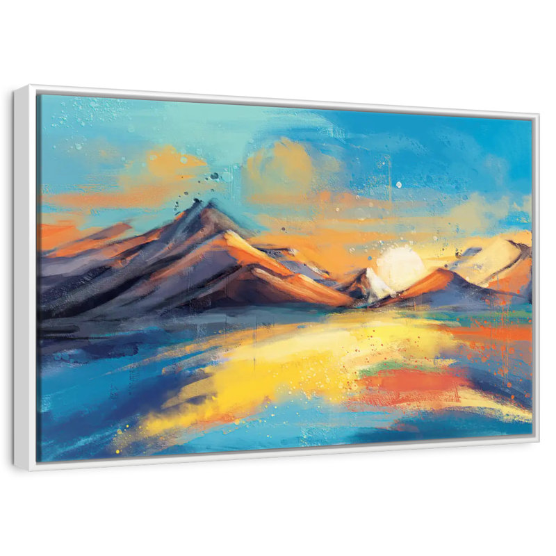 Coucher de soleil, paysage de Quenby, Cadre flottant blanc, 19 po x 13 po