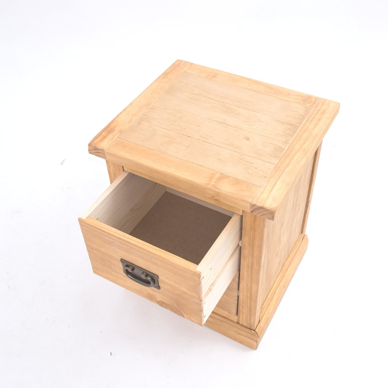 Nagle 45cm W Solid + Manufactured Wood Bedside Table, Chamfered