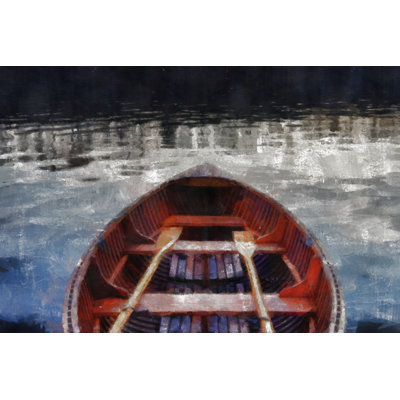 Painted Canoe Gray Blue 1 Piece Wrapped Canvas Wall Art