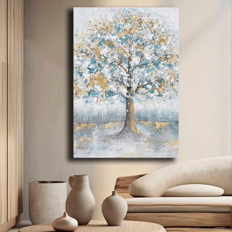 Golden Forest Tree Canvas Wall Art