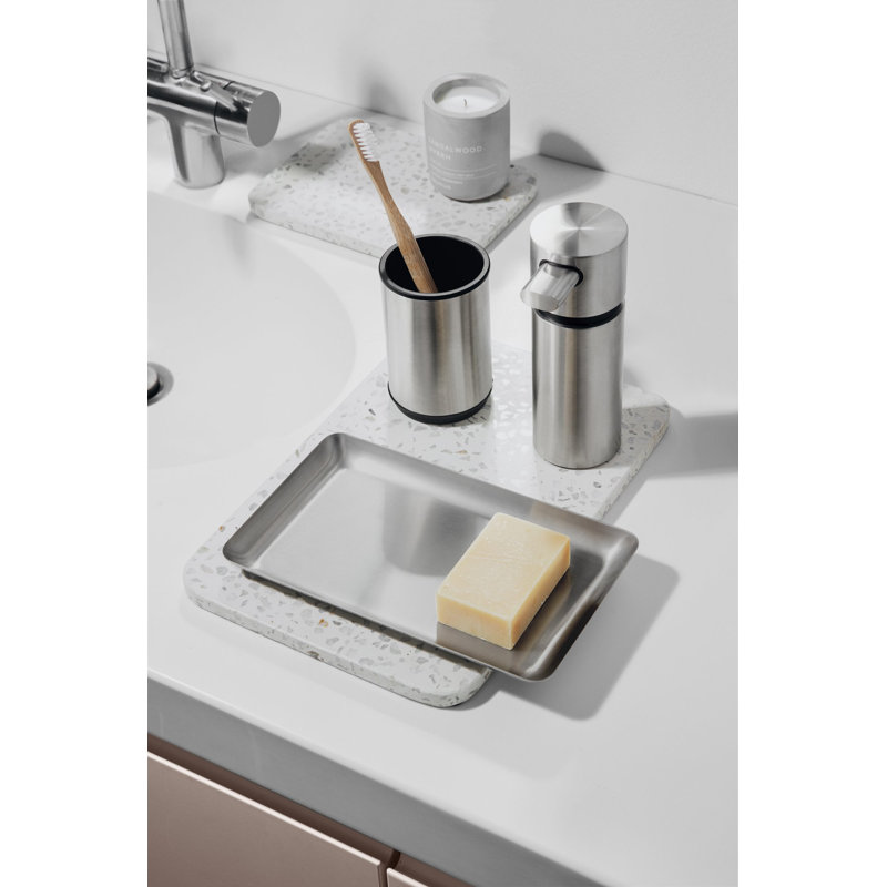 Sleek Modern Matte Stainless Steel Serving Tray