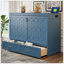 Grand lit escamotable mural avec tiroir et un ensemble de prises et de ports USB, bleu marine-1765528664