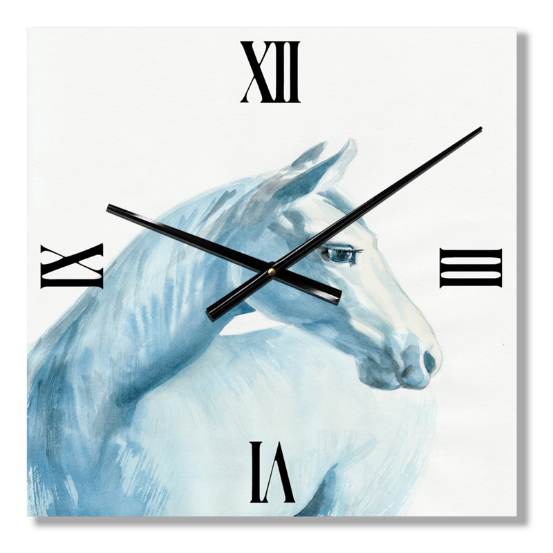 Portrait d'un cheval bleu clair - Horloge murale de ferme, Petit
