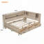 Lit de jour en bois avec tablettes de rangement et 3 tiroirs-470479454