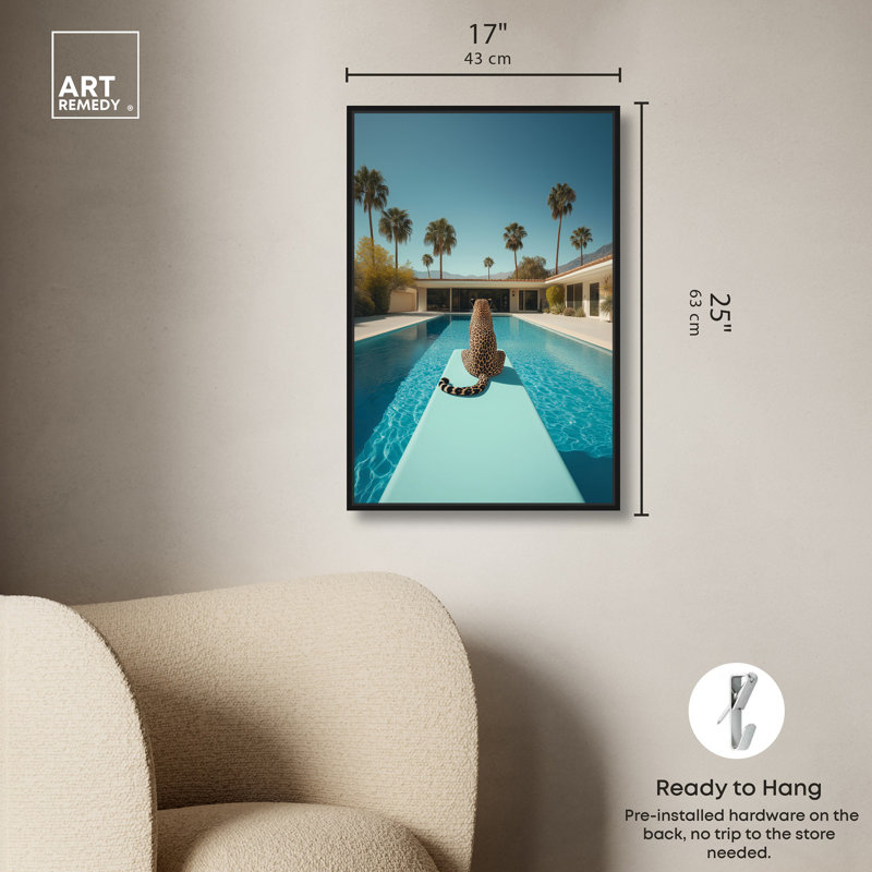 Art, art moderne, toile de tigre moderne, H 25 po x l 17 po, Cadre flottant noir