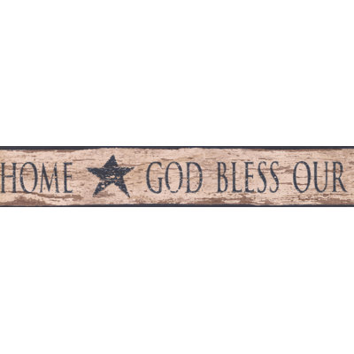 Bordure de papier peint rétro Mun Bless Our Home 15 pi x l 4,5 po Mun