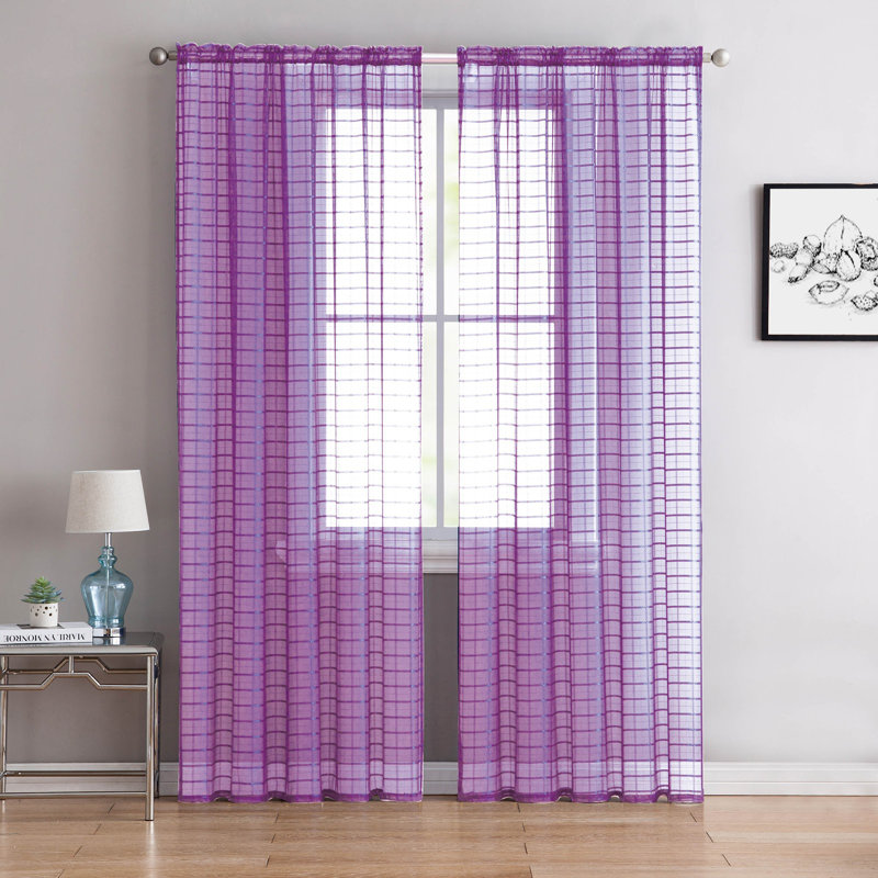 Bernardita Sheer Curtain Pair, Purple