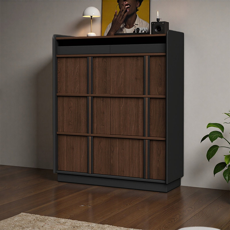 Armoire de rangement pour chaussures Keshbridge, H 50,79 po x l 39,37 po x P 15,75 po, Brun / Noir