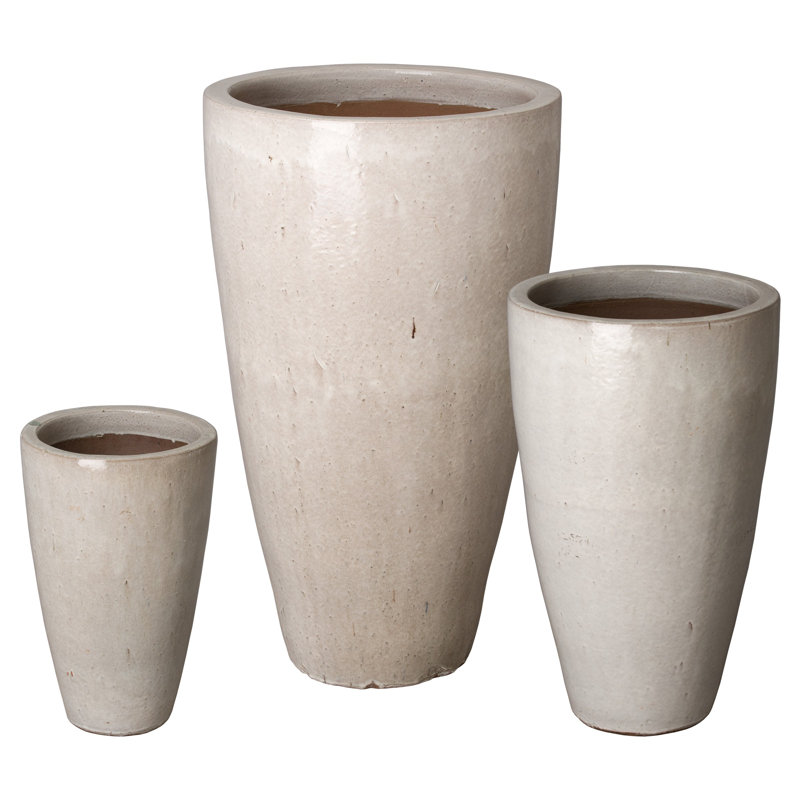 Pot de fleurs en céramique, Blanc vieilli, H 40 po x l 24 po x P 24 po