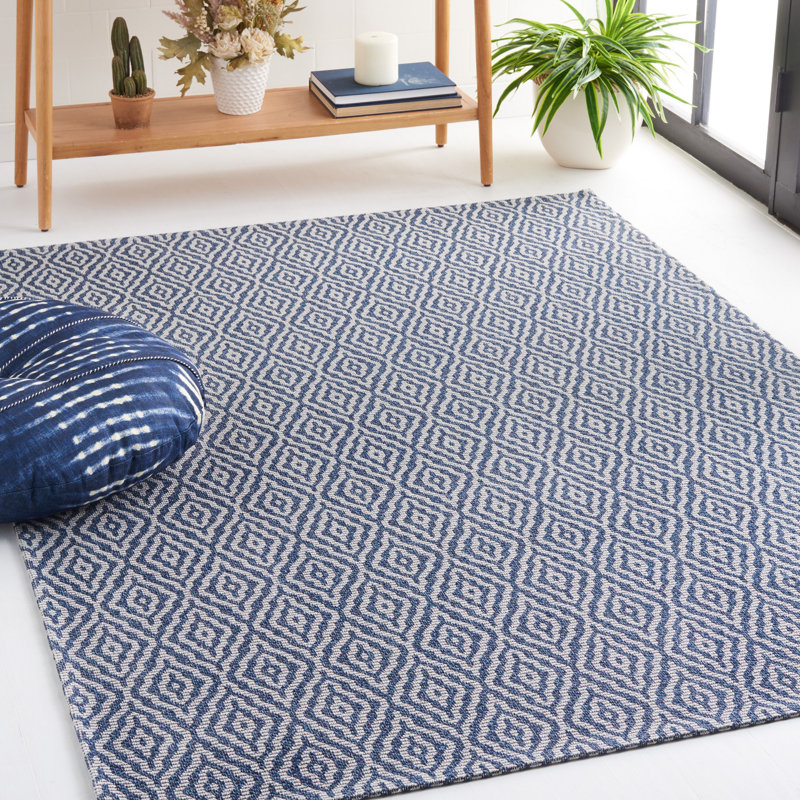 Martha Stewart Cotton Geometric Rug in Light Gray, Rectangle 5' x 7'