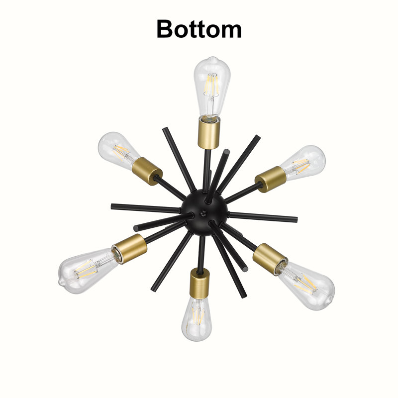 Evelise 6 - Light Sputnik Sphere Chandelier, Matte Black/Gold