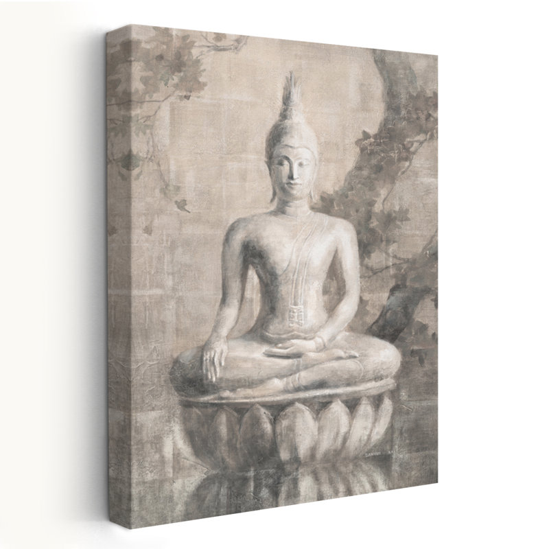 Bouddha asiatique et beige, art neutre, H 24 po x l 16 po