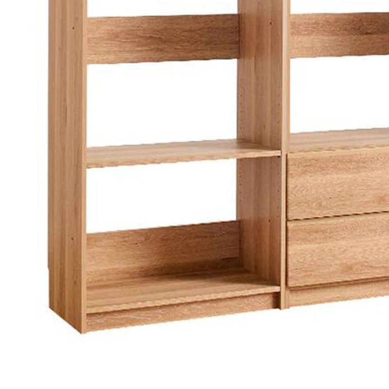 Dee Walk In Closet Modular Freestanding Storage 9 Shelf 2 Drawer Brown, Natural Oak Brown