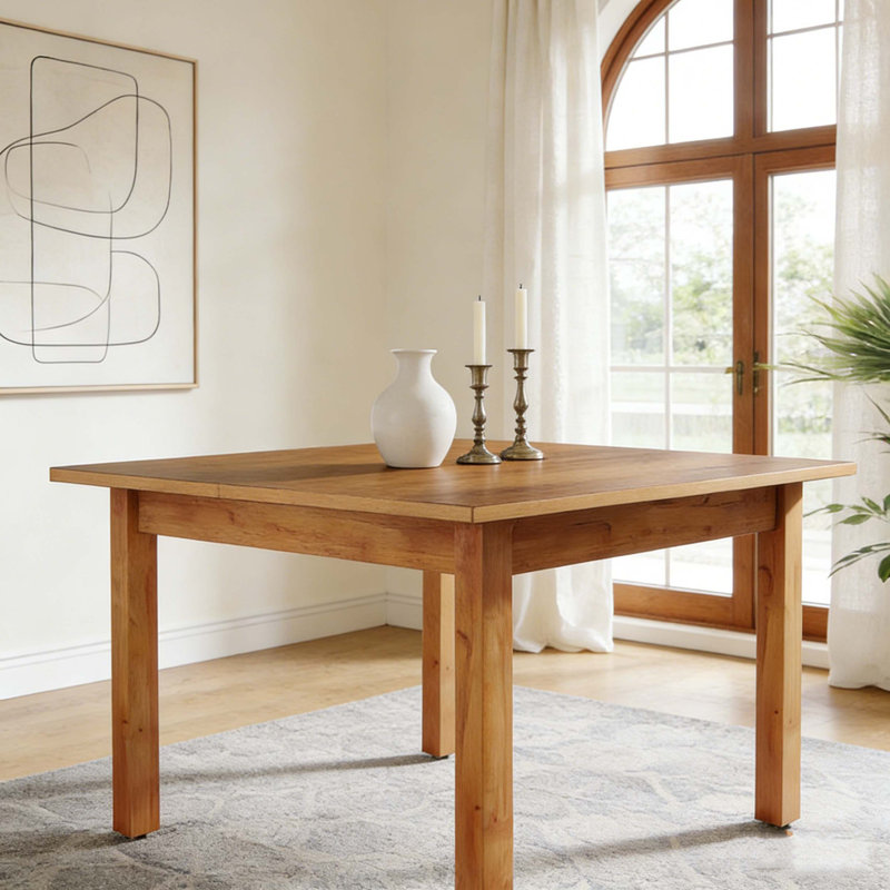 Table de salle à manger carrée avec pieds en bois massif pour la cuisine, Noyer