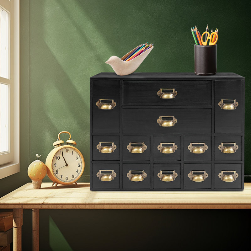 Armoire de rangement 14 tiroirs, Noir, noir, noir, noir