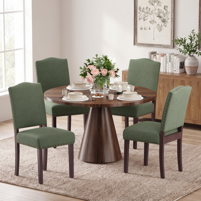 Chaises de salle à manger rembourrées Parsons, chaise d'appoint en lin, Green