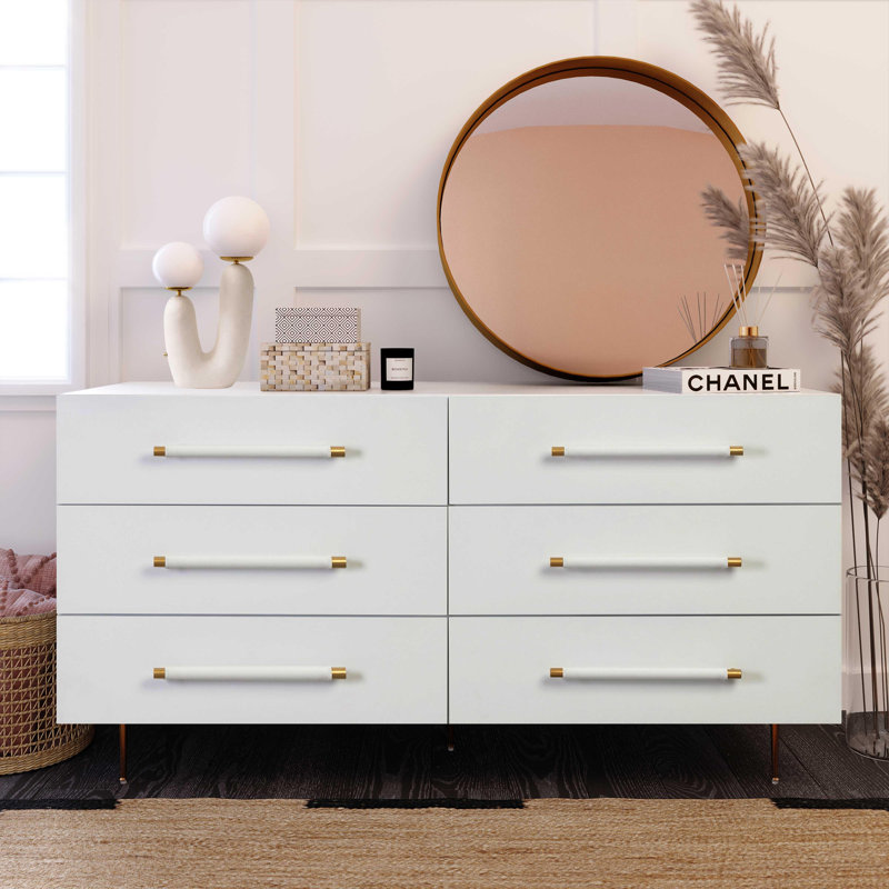 Commode Billiot Trident à 6 tiroirs, Blanc
