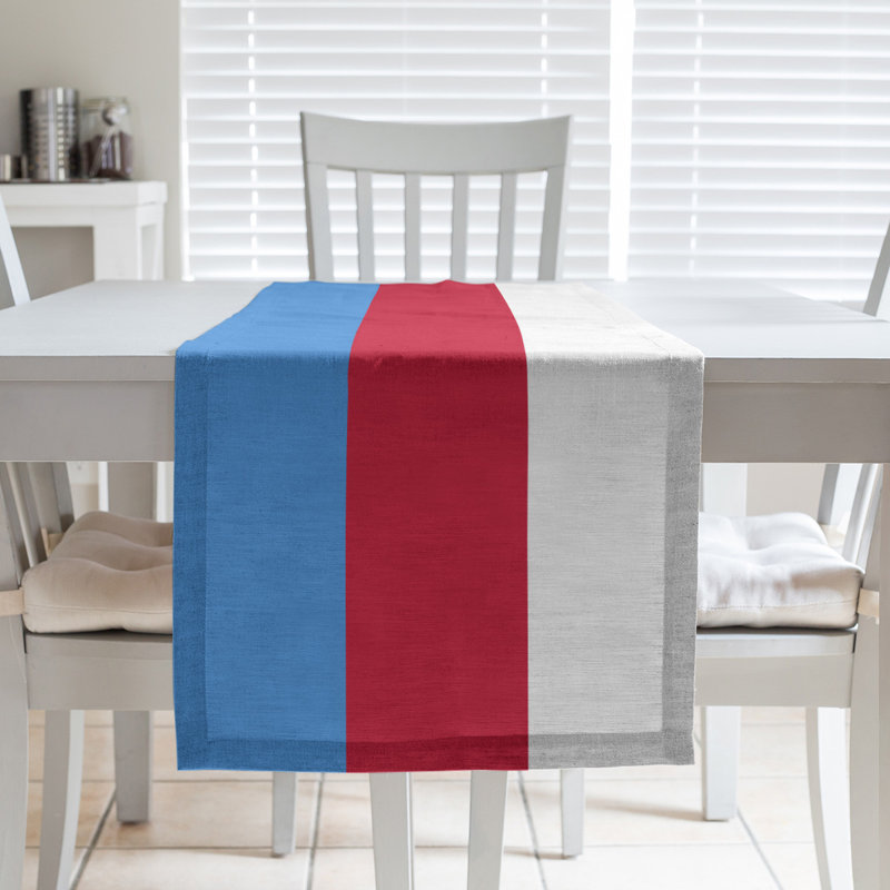 Chemin de table New Orleans, 90 po x 16 po, Polyester, Football Houston Throwback cerise / ivoire / bleu