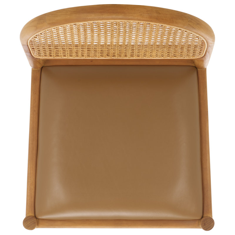 Laylie Leather Upholstered Dining Chair, Brown Leather, Natural